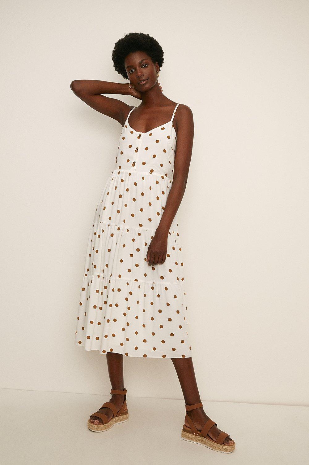 polka dot button front dress