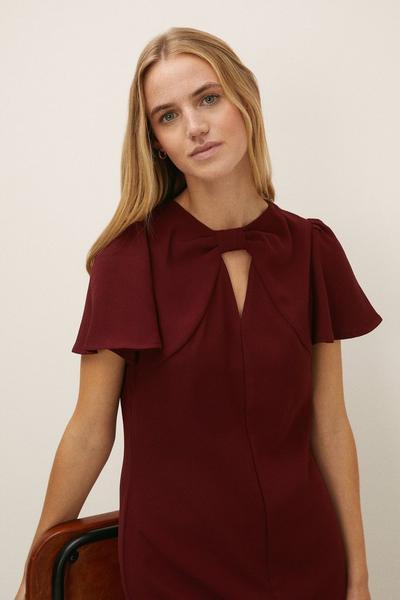 Oasis burgundy Angel Sleeve Tailored Dress