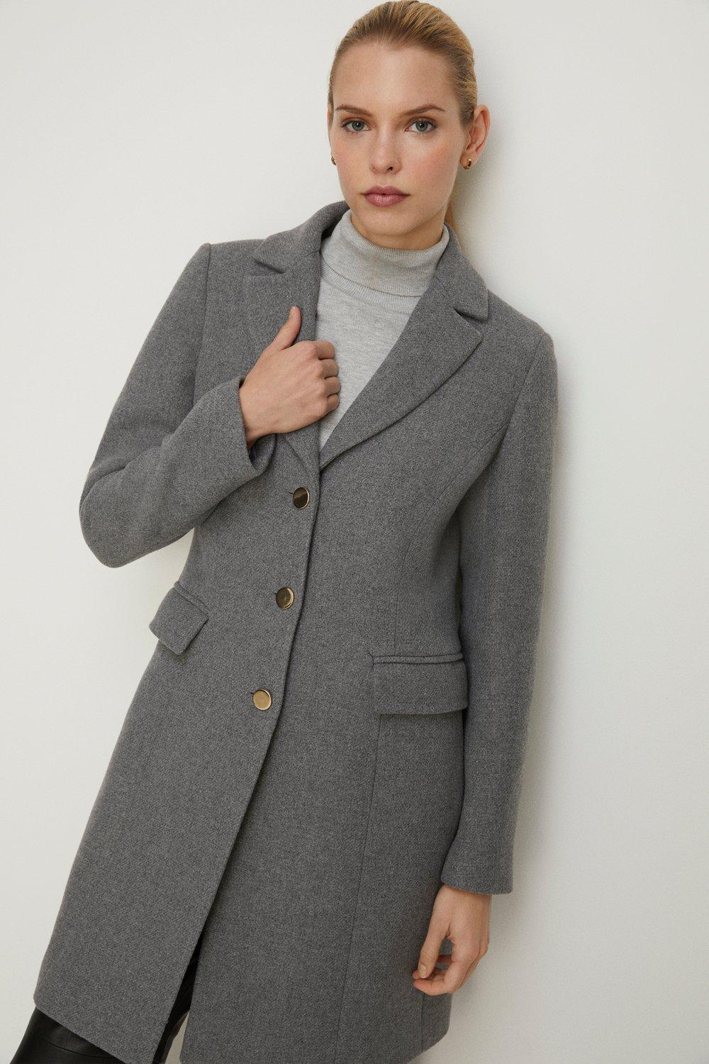 Jackets & Coats | Premium Italian Wool Mix Tailored Coat | Oasis