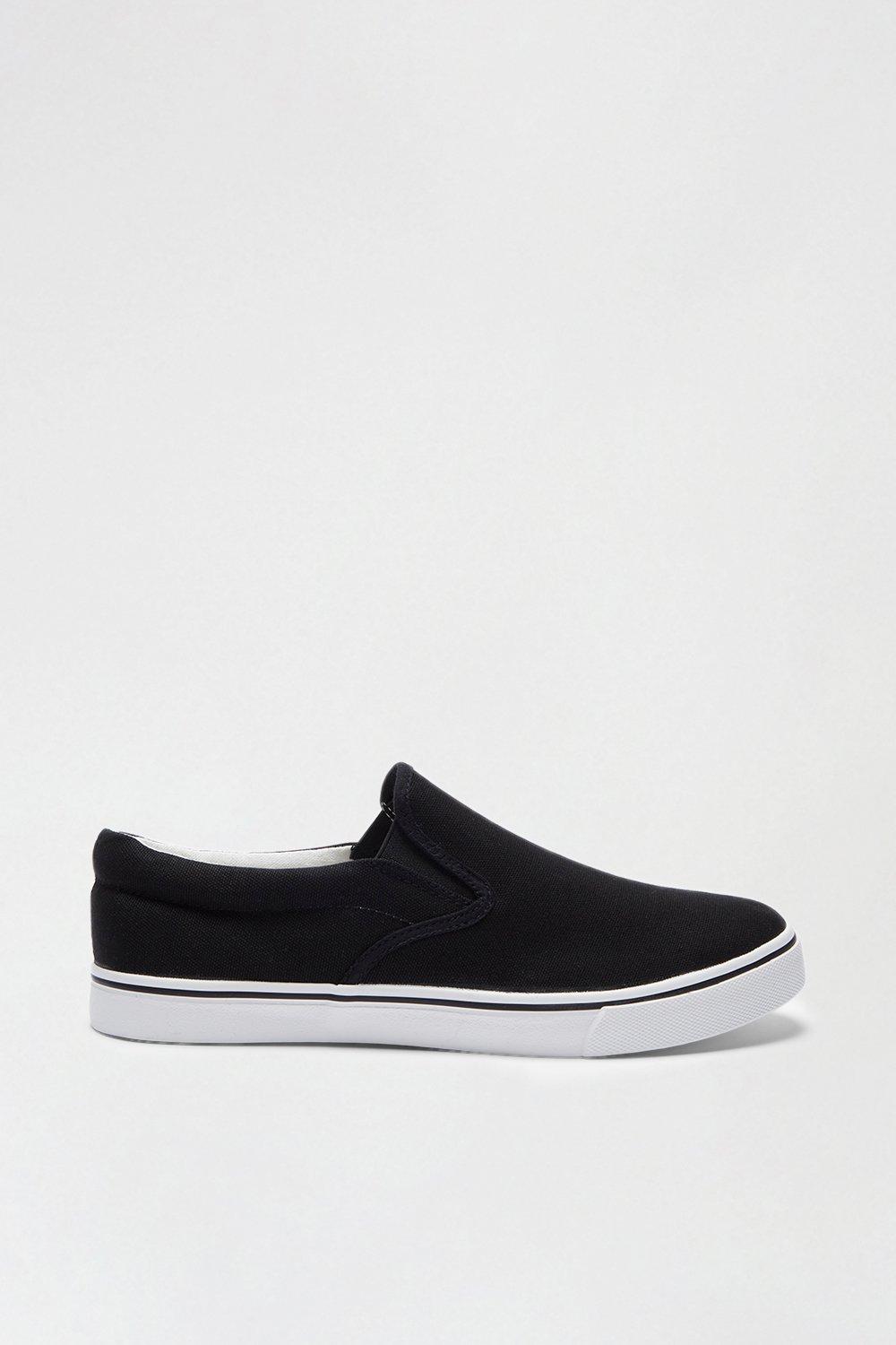 Trainers | Black Slip On Plimsoll Trainers | Burton