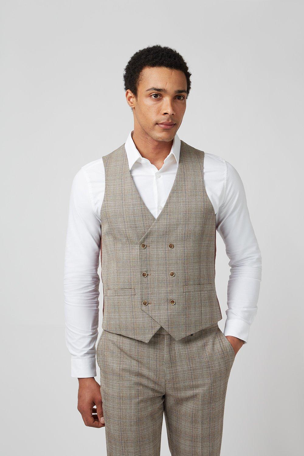 Burton Grey Highlight Check Slim Fit Waistcoat | Debenhams