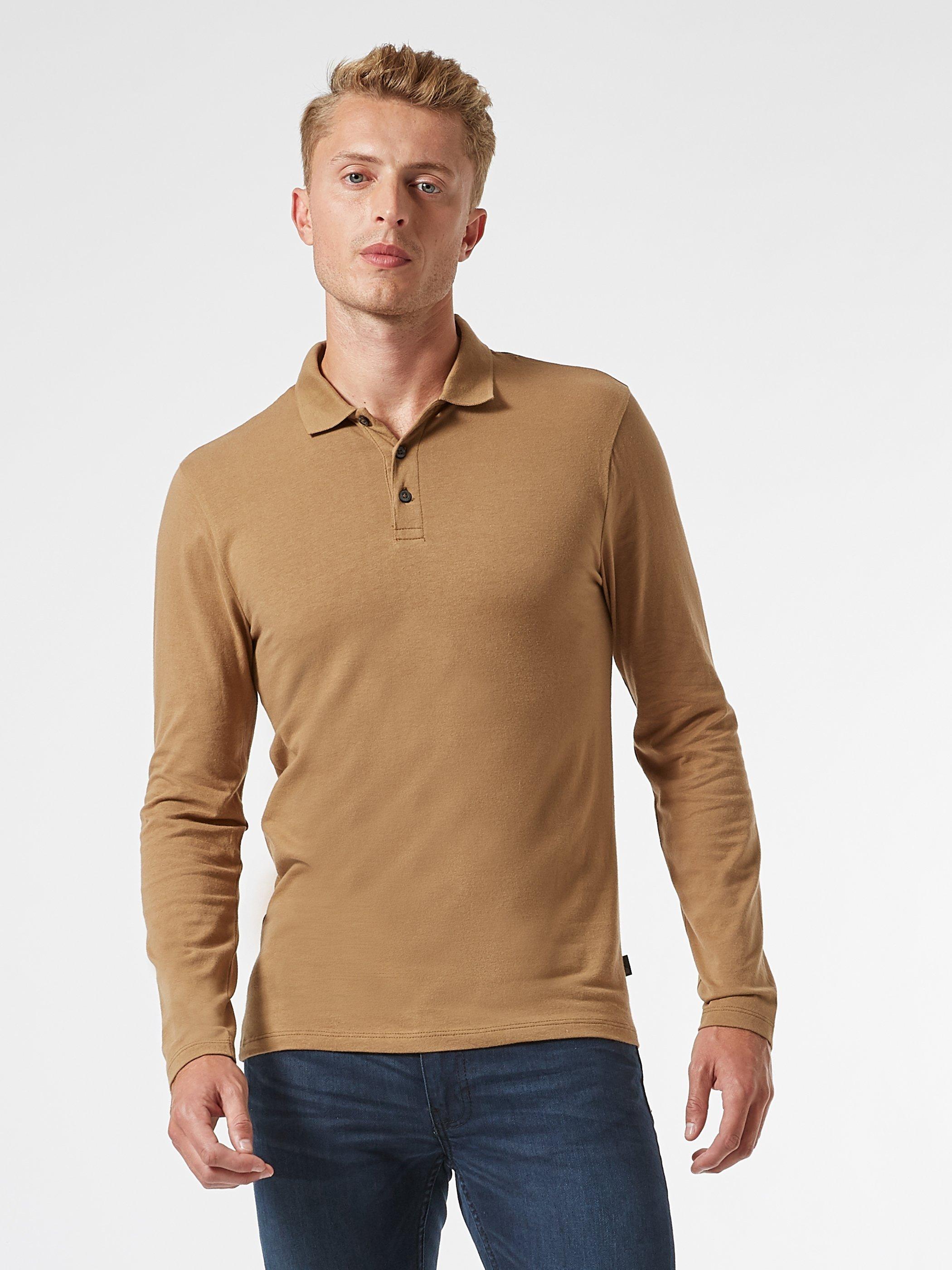 Polos | Sand Long Sleeved Muscle Fit Polo Shirt | Burton