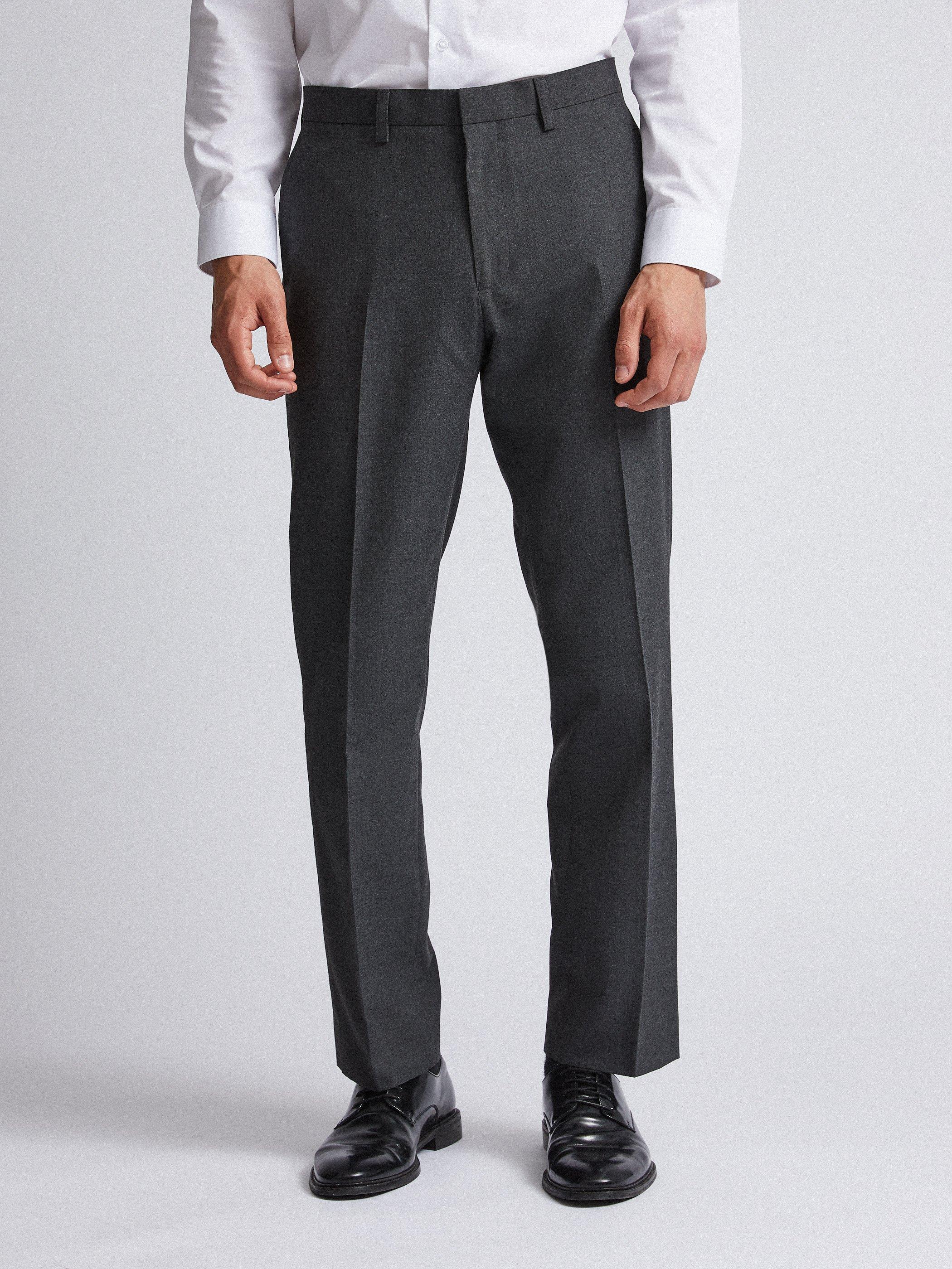 Trousers | Grey Stretch Tailored Fit Trousers | Burton