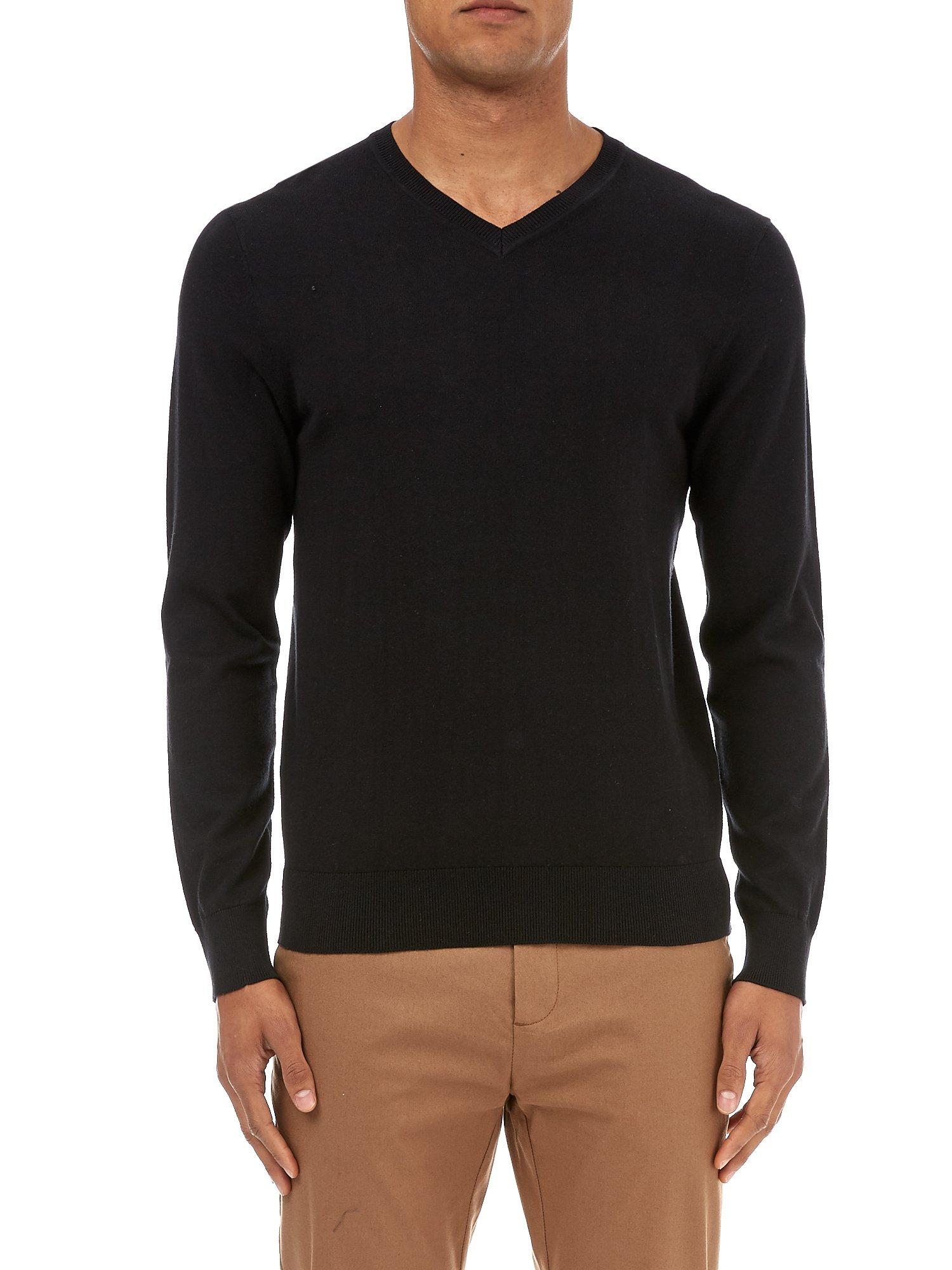 Jumpers & Cardigans | Black Fine Gauge V Neck Jumper | Burton