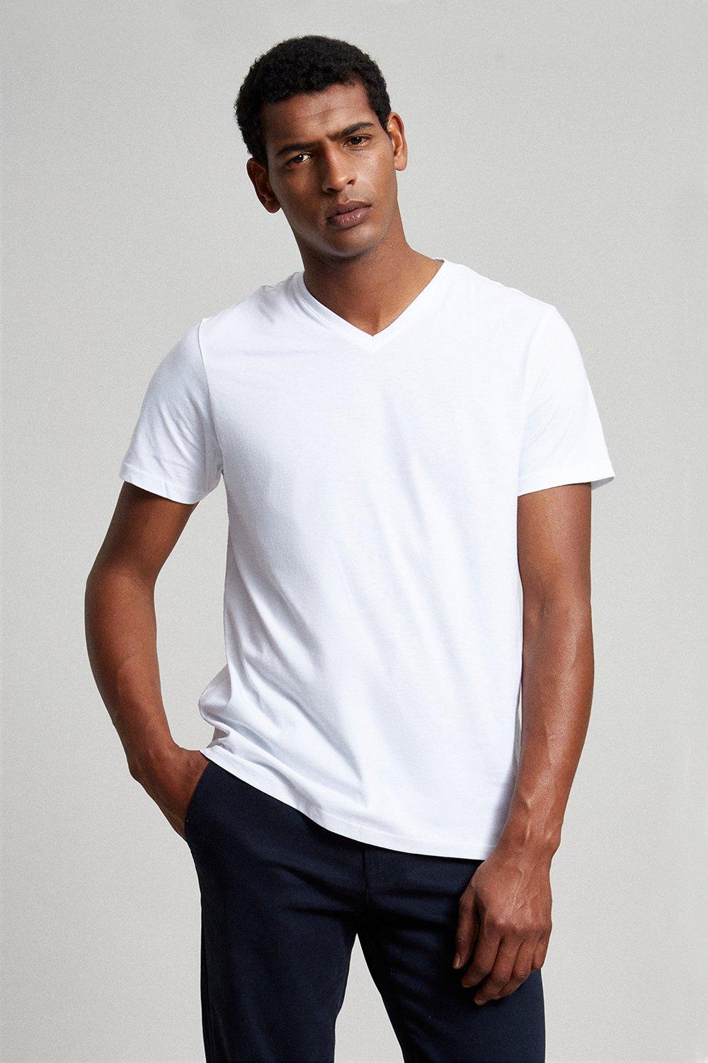 Burton White Vee Neck TShirt | Debenhams