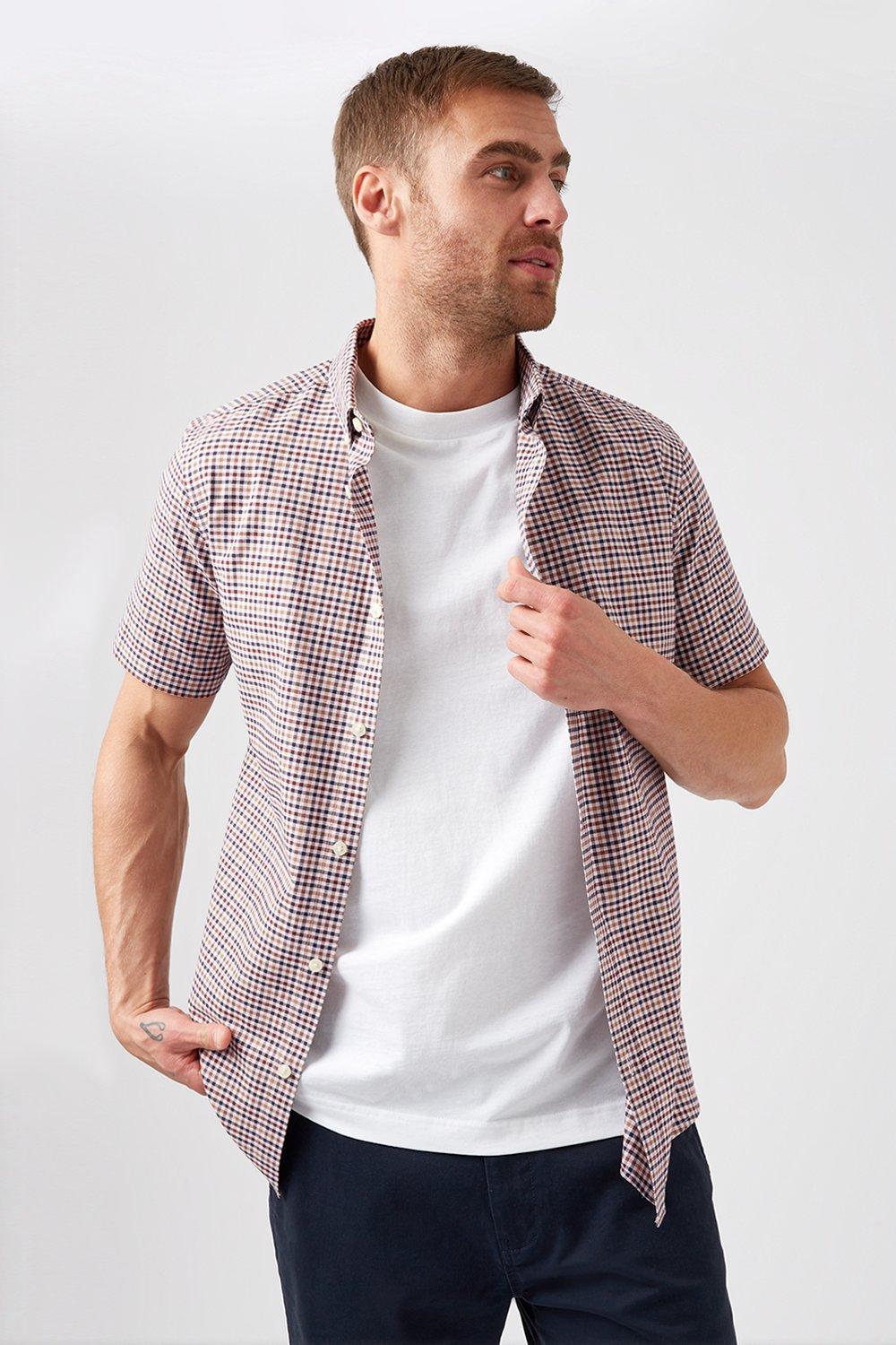 Shirts | Short Sleeve Tan Check Shirt | Burton