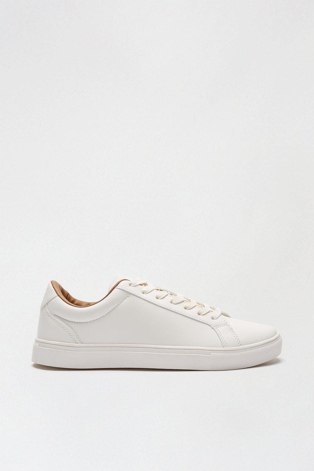 Burton White Leather Look Trainers | Debenhams