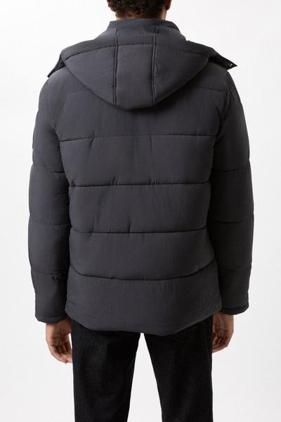 Burton Hooded Heavyweight Crinkle Puffer Jacket | Debenhams