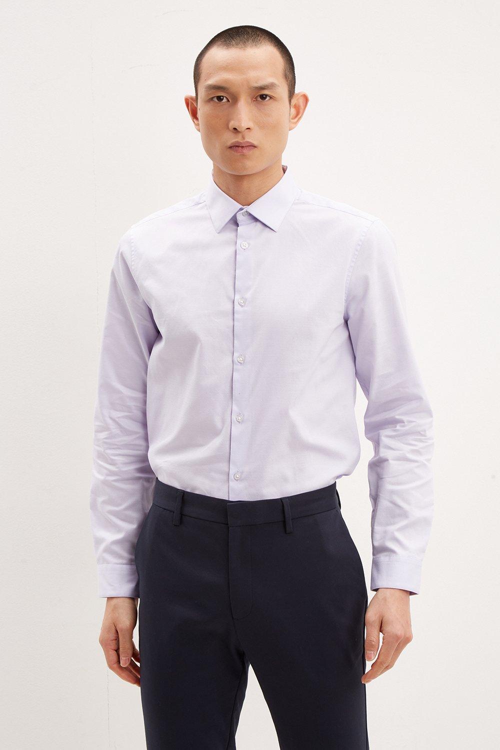 Shirts | Lilac Slim Fit Textured Shirt | Burton