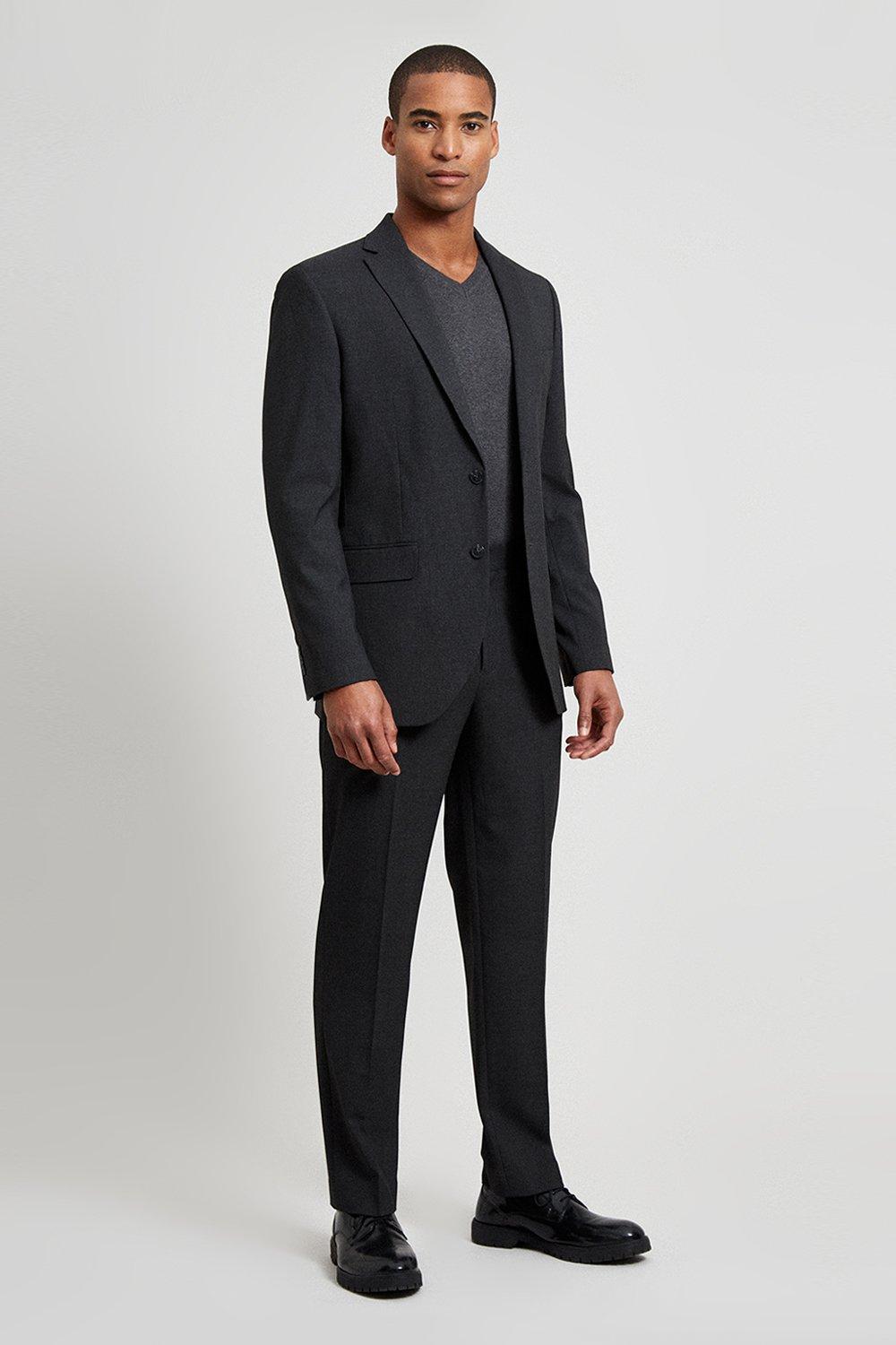 Suits | Tailored Fit Charcoal Essential Trousers | Burton