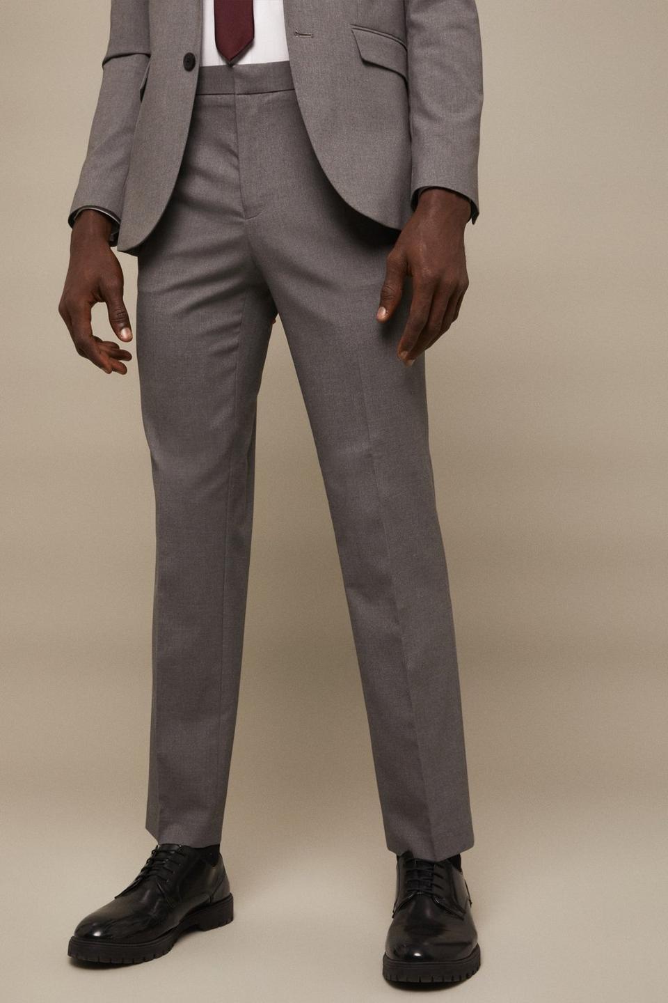 Suits | Tailored Fit Light Grey Essential Suit Trousers | Burton