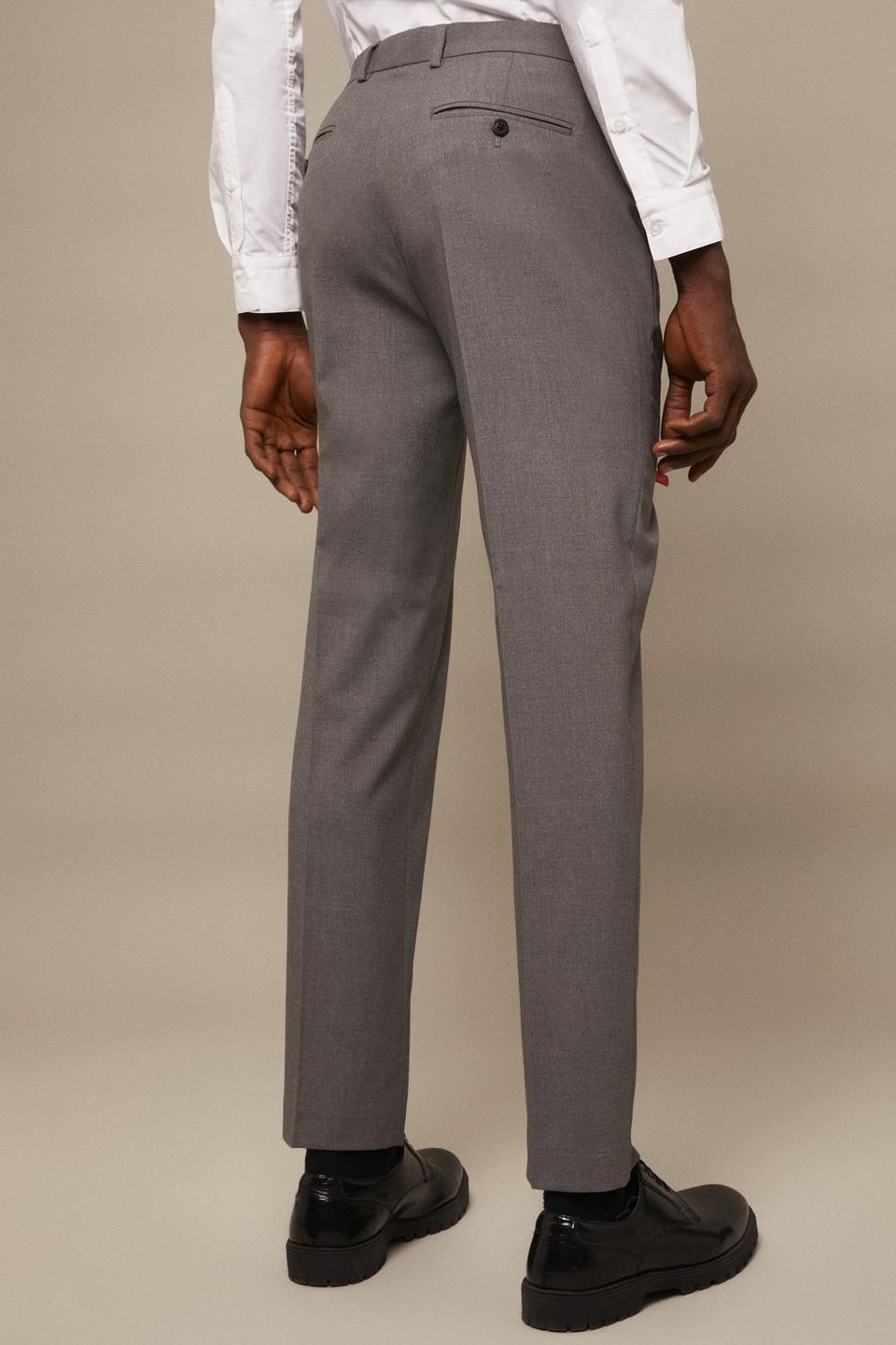 Suits | Tailored Fit Light Grey Essential Suit Trousers | Burton