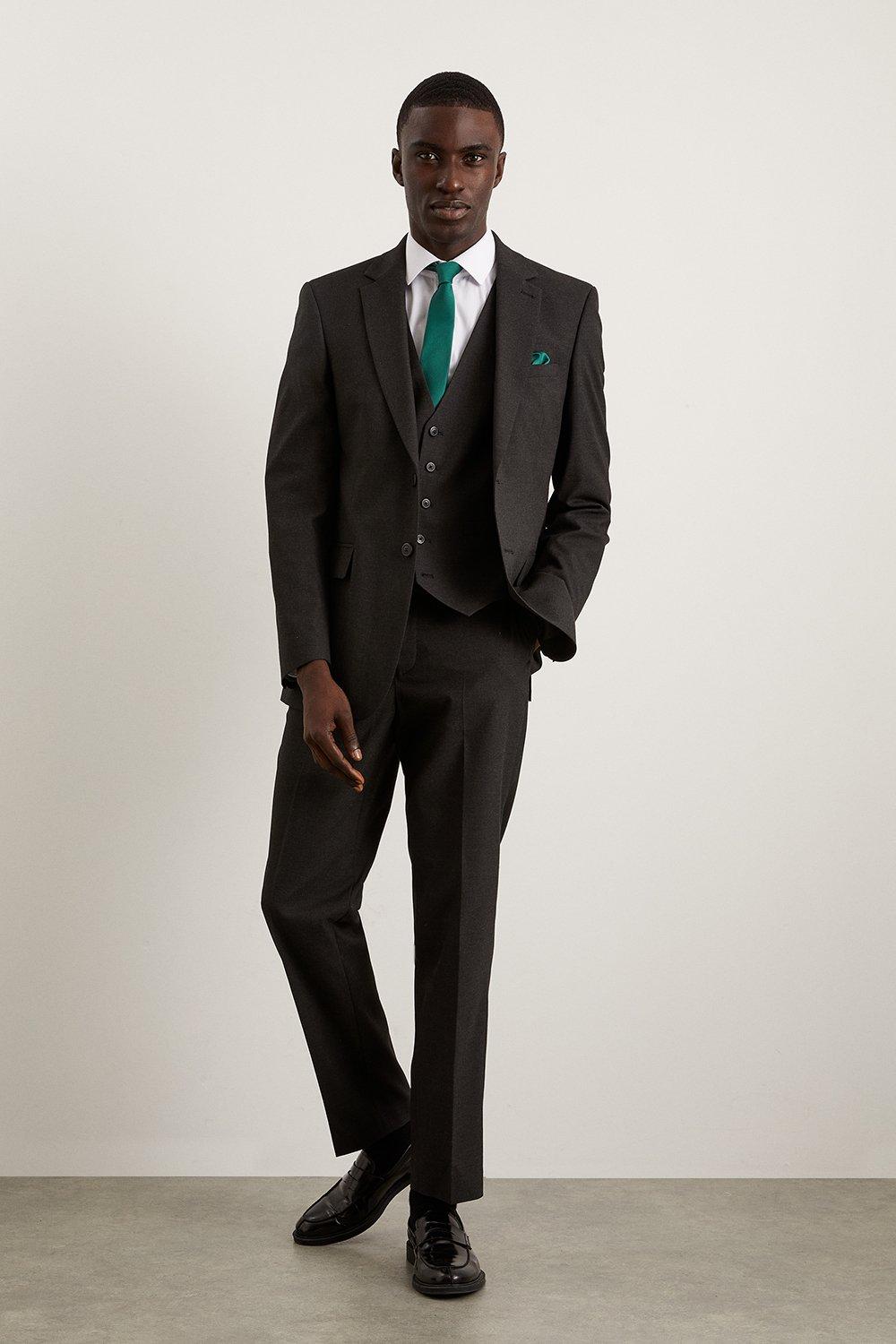 Suits | Tailored Fit Charcoal Essential Suit Jacket | Burton