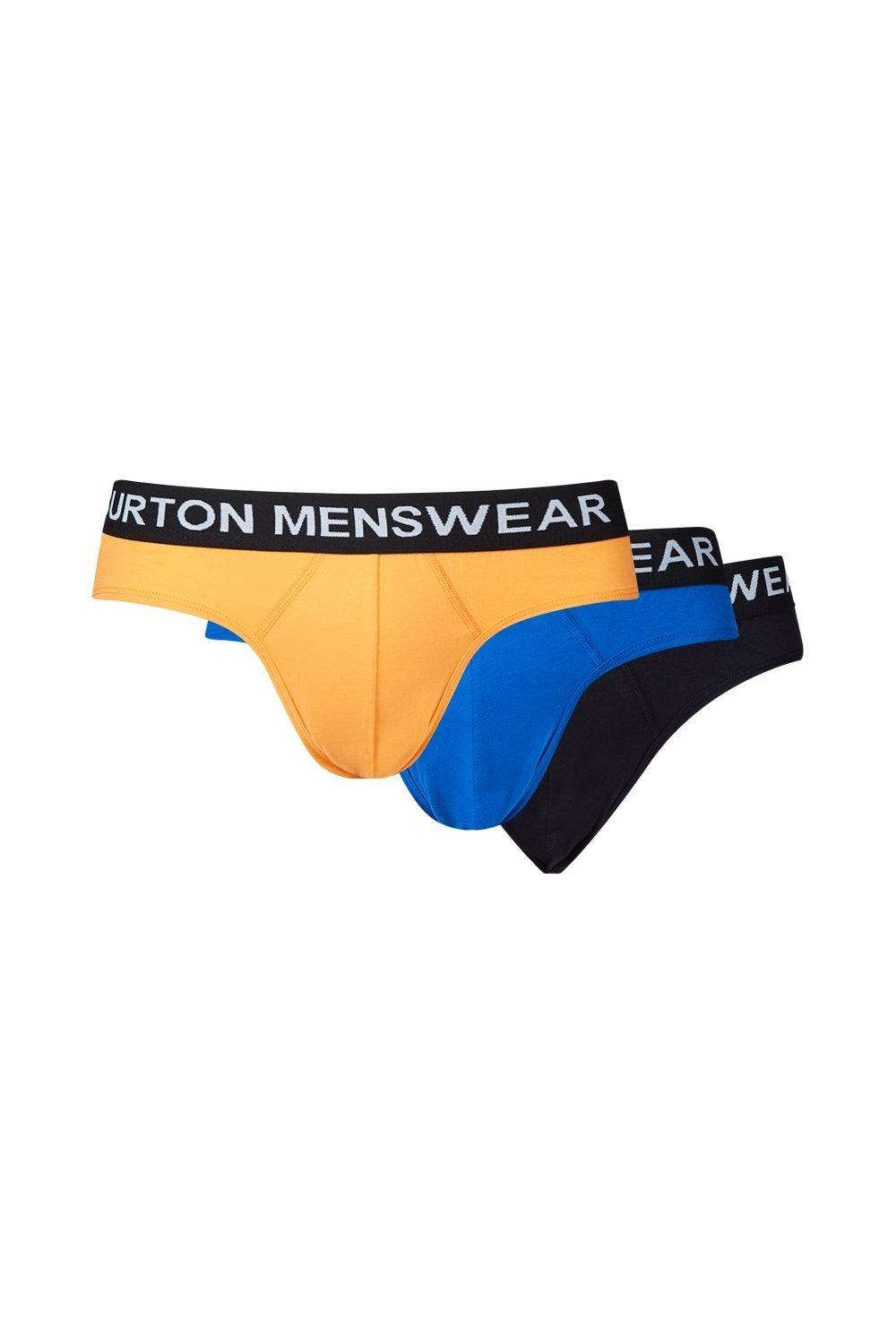 Underwear & Socks | 3 Pack Multi Coloured Plain Briefs | Burton