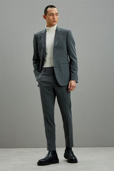 Burton mid grey Slim Fit Grey Texture Suit Jacket