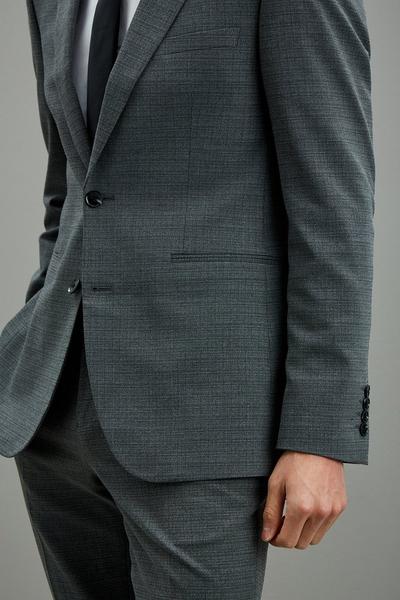 Burton mid grey Slim Fit Grey Texture Suit Jacket