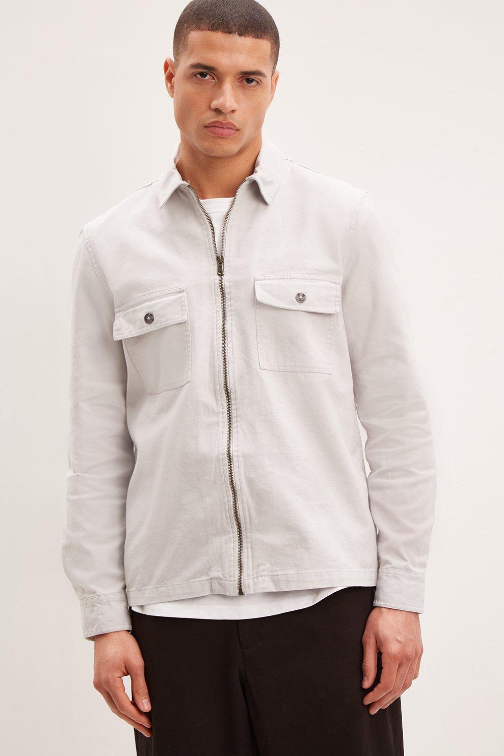 Burton Relaxed Fit Zip Through Twill Overshirt | Debenhams