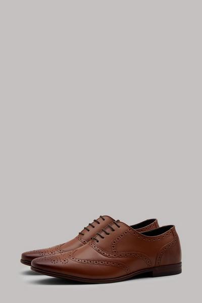 Burton tan Leather Brogue Shoes