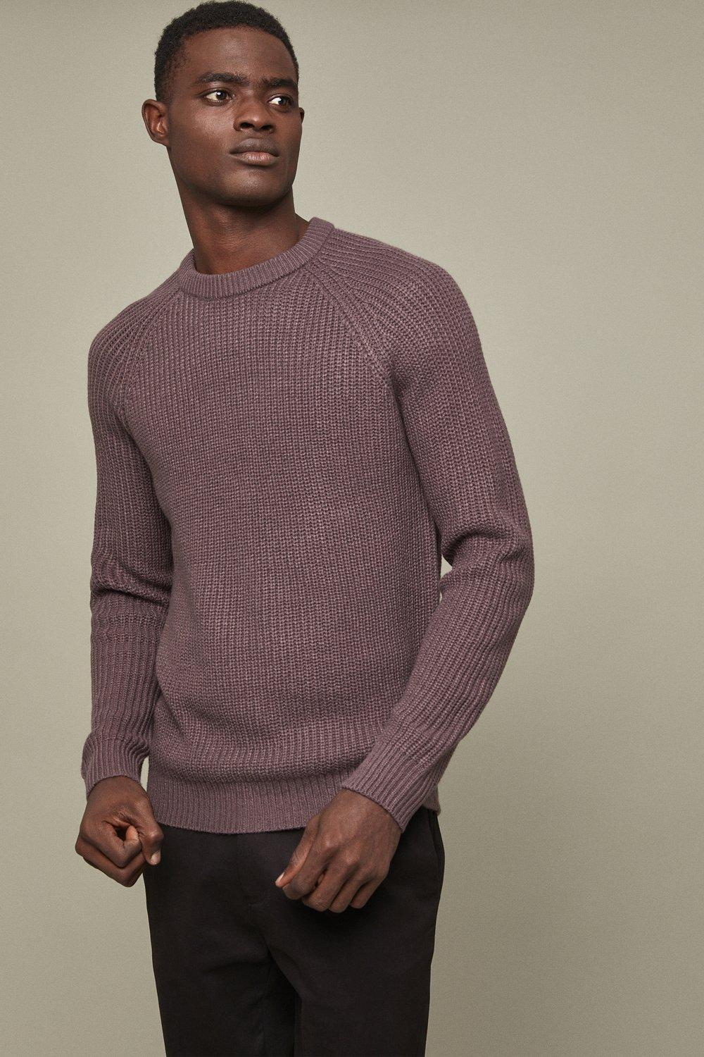 Jumpers & Cardigans | Mauve Fisherman Ribbed Crew Neck Jumper | Burton