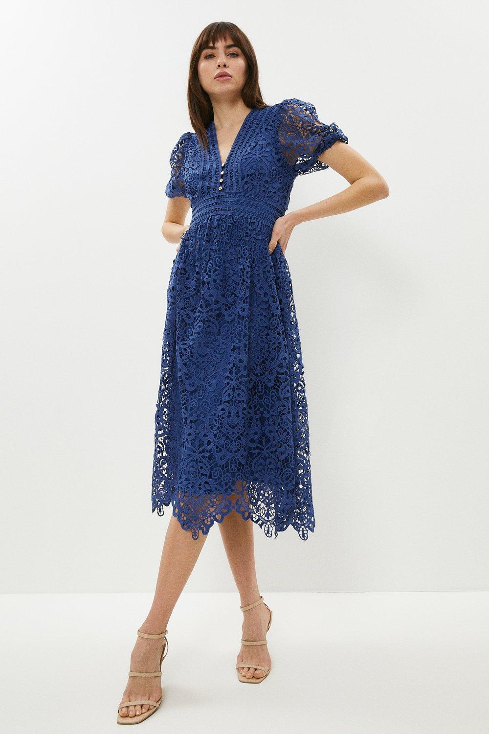 coast lace v neck midi dress