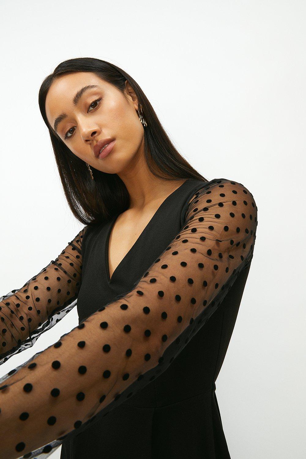 coast polka dot mesh sleeve dress