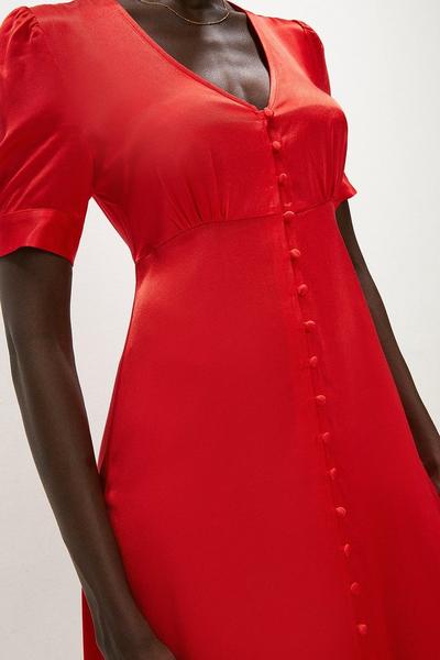 Coast red Button Up Satin Maxi Dress
