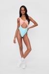 NastyGal Colorblock Bow Cut Out High Leg Swimsuit thumbnail 2