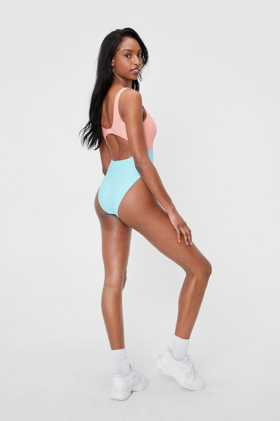 NastyGal Colorblock Bow Cut Out High Leg Swimsuit 4