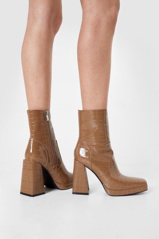NastyGal See You Square Soon High Ankle Croc Boots 2