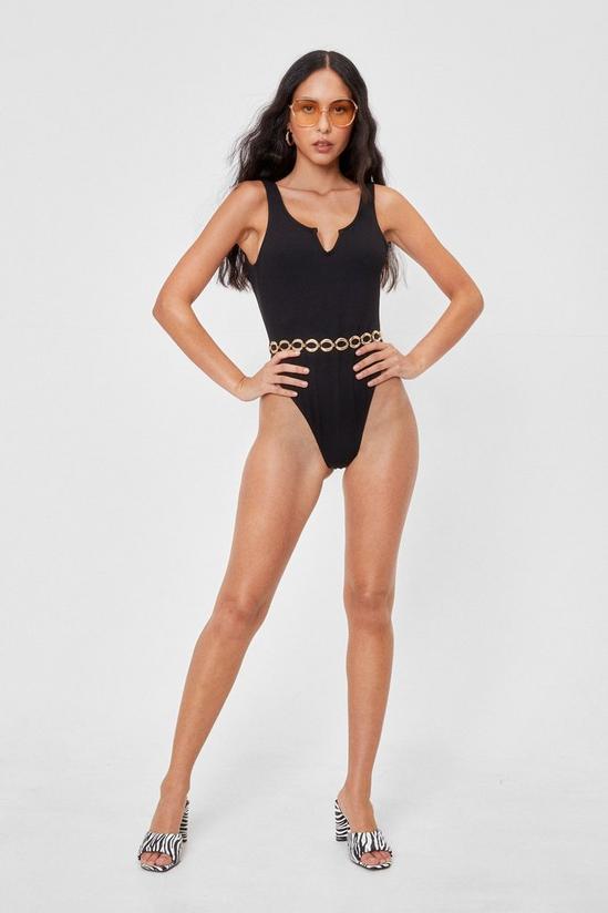 NastyGal Sea You There Notch High-Leg Swimsuit 2