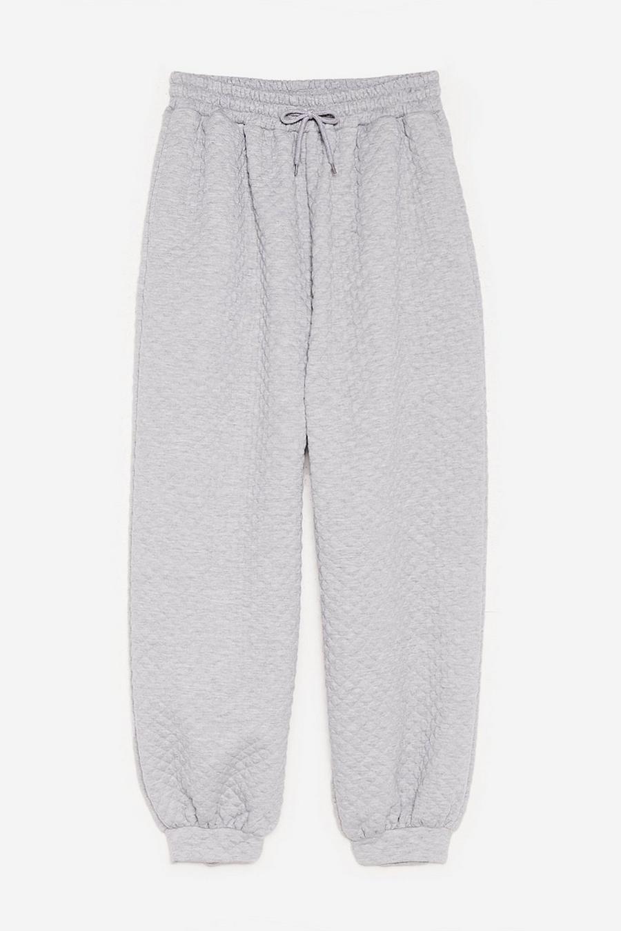 Grey Petite Quilted High Waisted Joggers