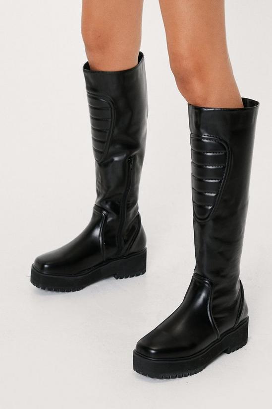 NastyGal Faux Leather Padded Knee High Boots 2