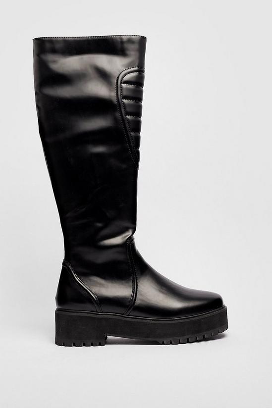 NastyGal Faux Leather Padded Knee High Boots 3