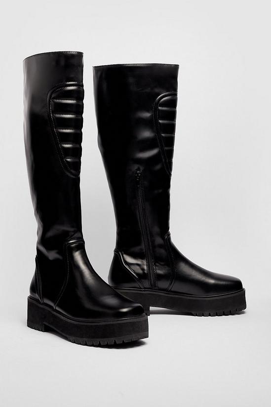 NastyGal Faux Leather Padded Knee High Boots 4