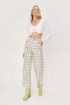 NastyGal Soft Check High Waisted Tapered Trousers thumbnail 1
