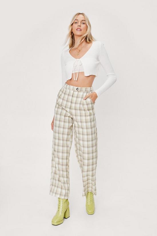 NastyGal Soft Check High Waisted Tapered Trousers 1