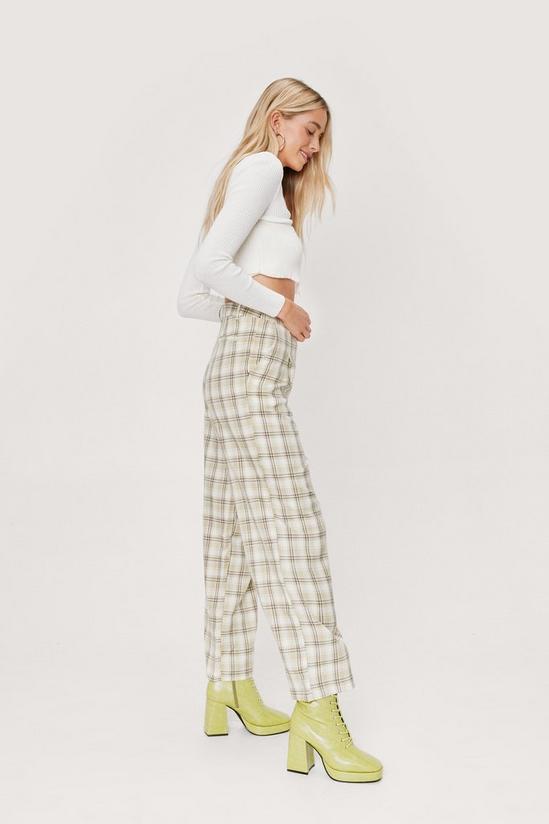 NastyGal Soft Check High Waisted Tapered Trousers 2