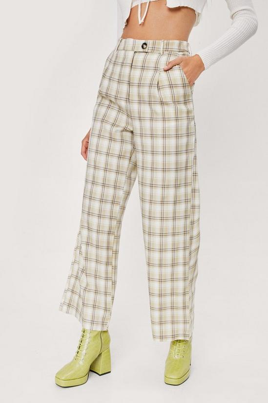NastyGal Soft Check High Waisted Tapered Trousers 3