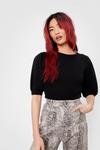 NastyGal Knitted Puff Sleeve Crew Neck Sweater thumbnail 2