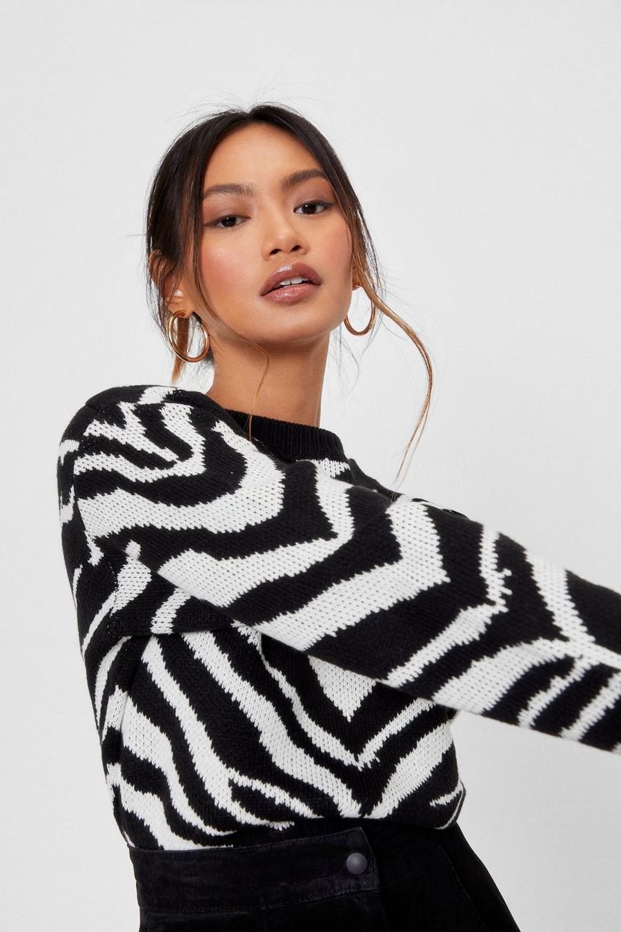 Black Herd You've Missed Me Petite Zebra Jumper