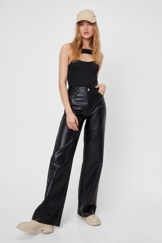 NastyGal Faux Leather Wide-Leg Trousers 1