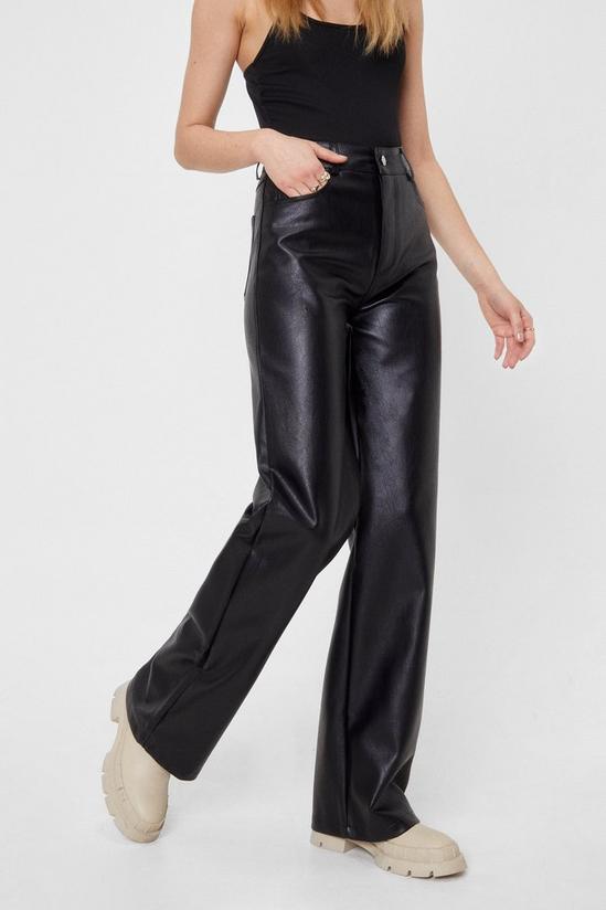 NastyGal Faux Leather Wide-Leg Trousers 2