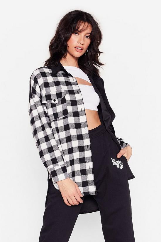 NastyGal Oh Check That Out Two-Tone Oversized Shirt 2