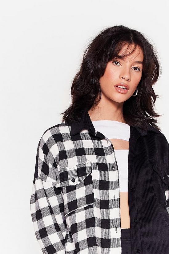 NastyGal Oh Check That Out Two-Tone Oversized Shirt 3