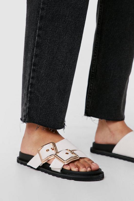 NastyGal Strappy Faux Leather Buckle Footbed Sandals 1
