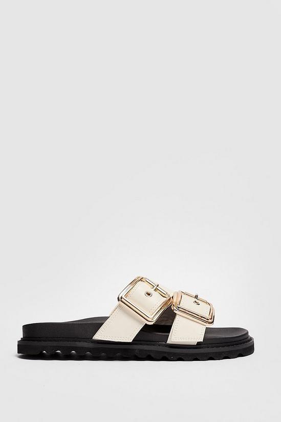 NastyGal Strappy Faux Leather Buckle Footbed Sandals 3