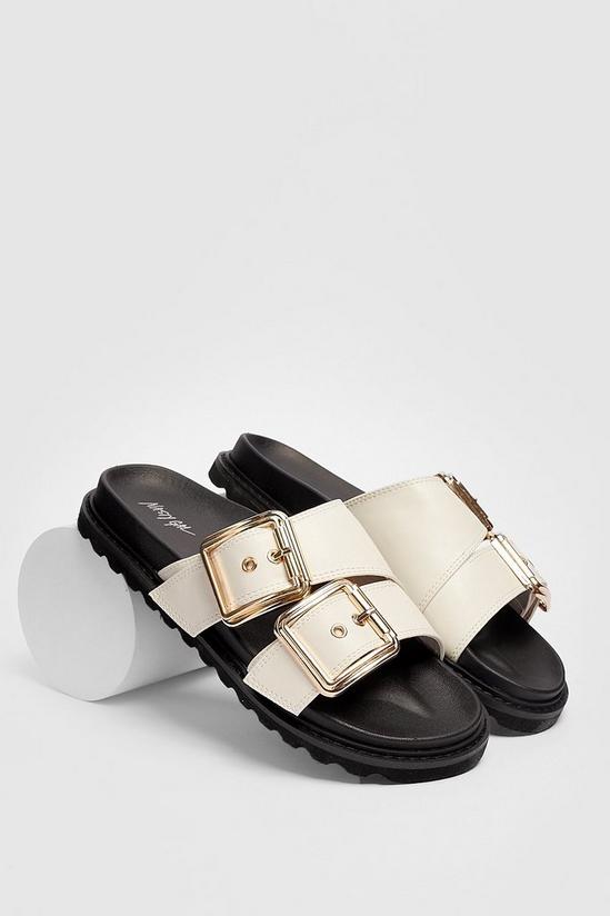 NastyGal Strappy Faux Leather Buckle Footbed Sandals 4