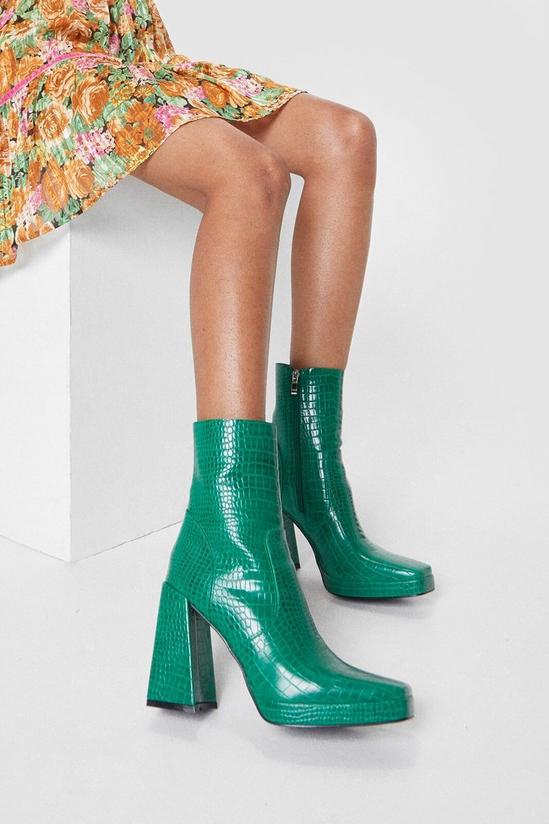 NastyGal Faux Leather Croc High Ankle Sock Boots 2