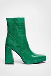 NastyGal Faux Leather Croc High Ankle Sock Boots thumbnail 3