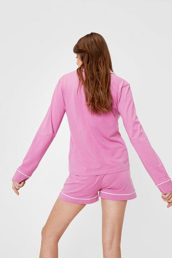 NastyGal Jersey Contrasting Shirt and Shorts Pyjama Set 4